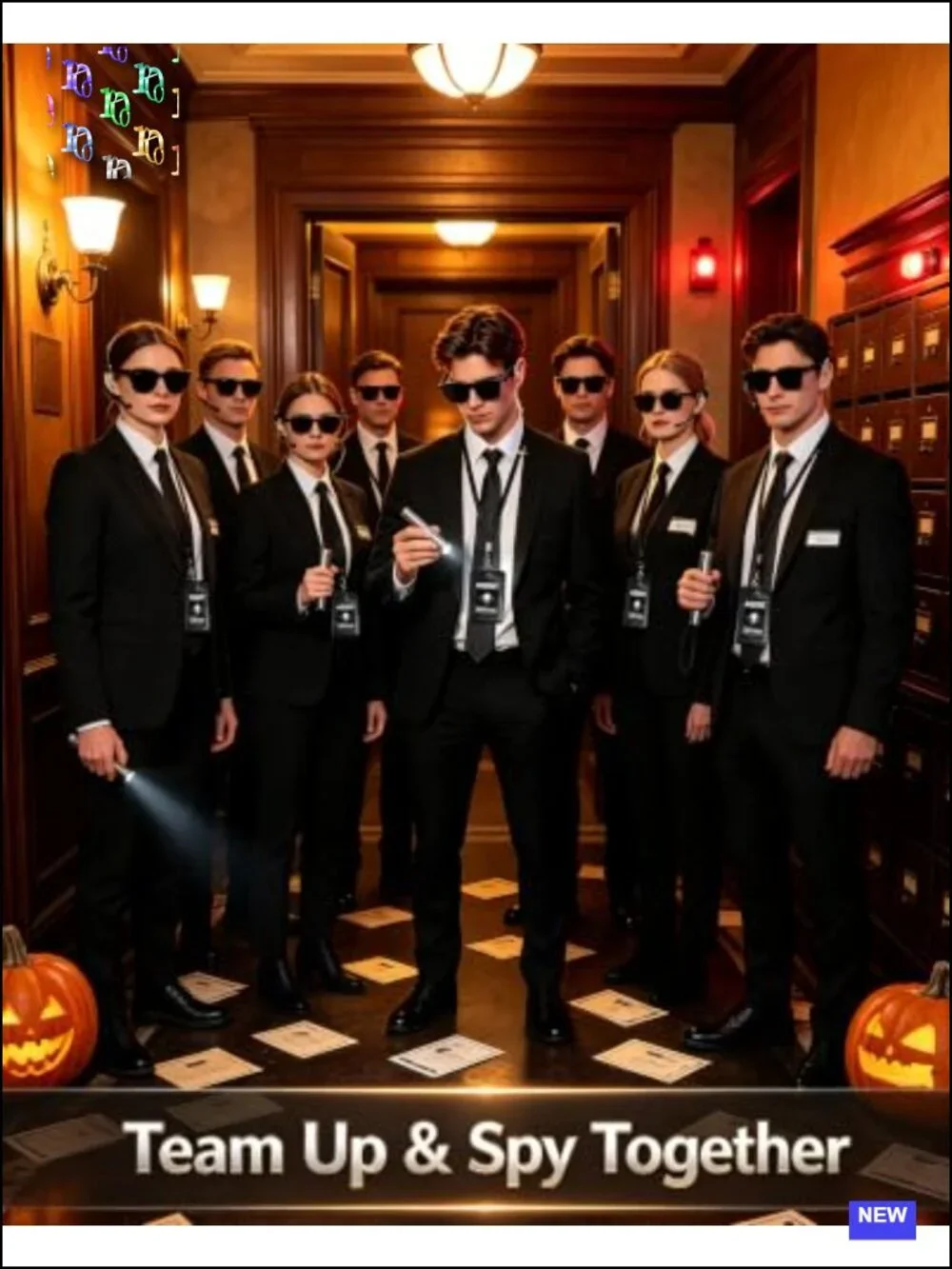 Secret Agent Costume Accessory Set Sunglasses Flashlight ID Card Earpiece Tie